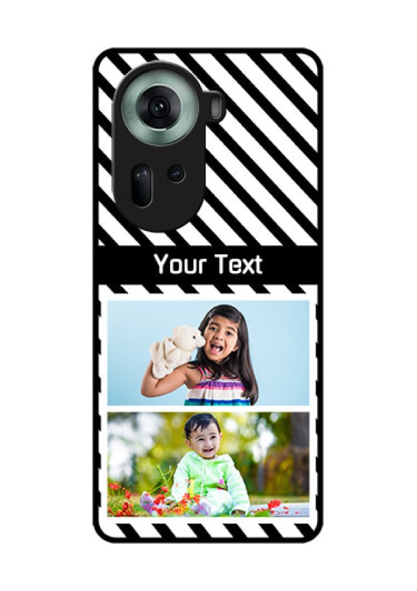 Oppo Reno 11 5G Custom Glass Phone Case - Black And White Stripes Design