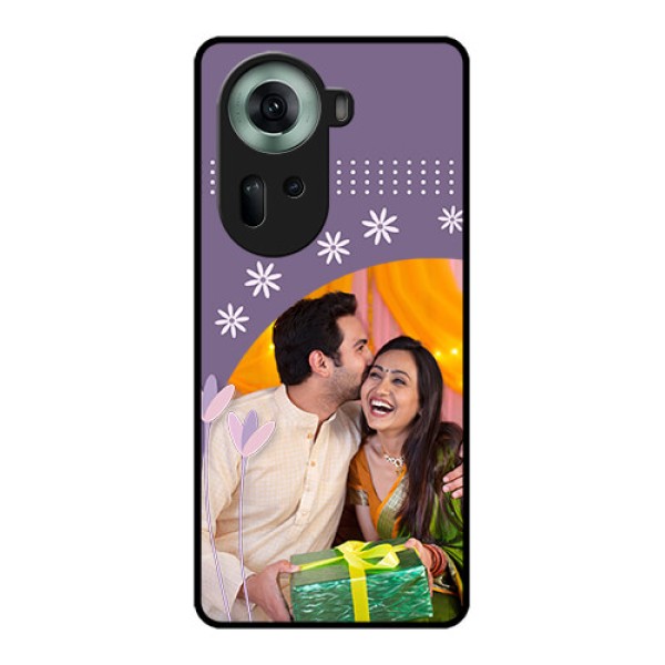 Oppo Reno 11 5G Custom Glass Phone Case - Lavender Flowers Design