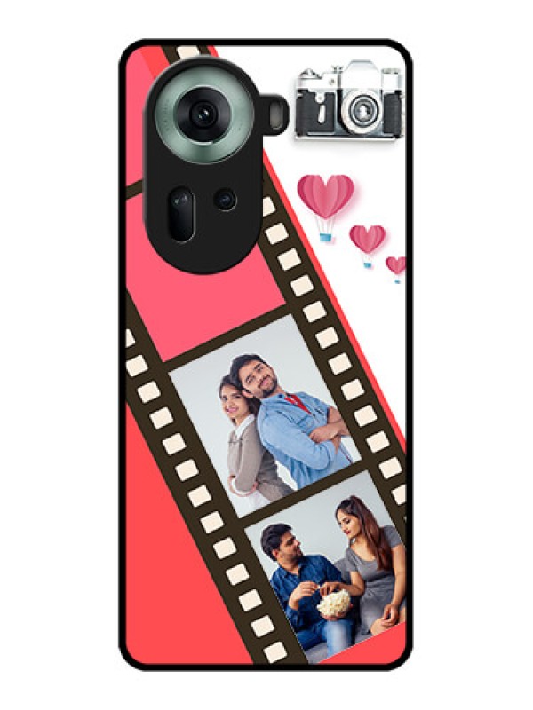 Custom Oppo Reno 11 5G Custom Glass Phone Case - 3 Image Holder With Film Reel