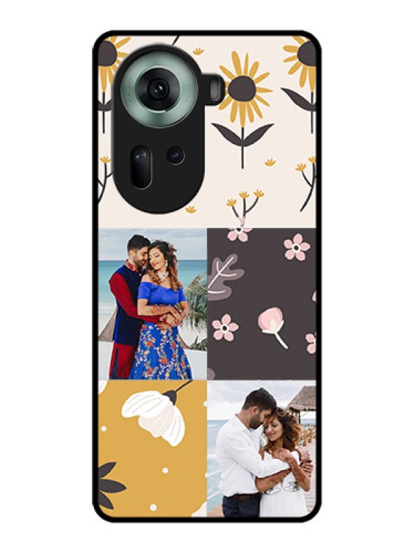 Custom Oppo Reno 11 5G Custom Glass Phone Case - 3 Images With Floral Design
