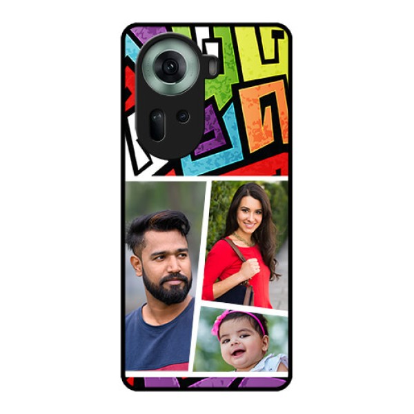 Oppo Reno 11 5G Custom Glass Phone Case - Graffiti Pattern Design