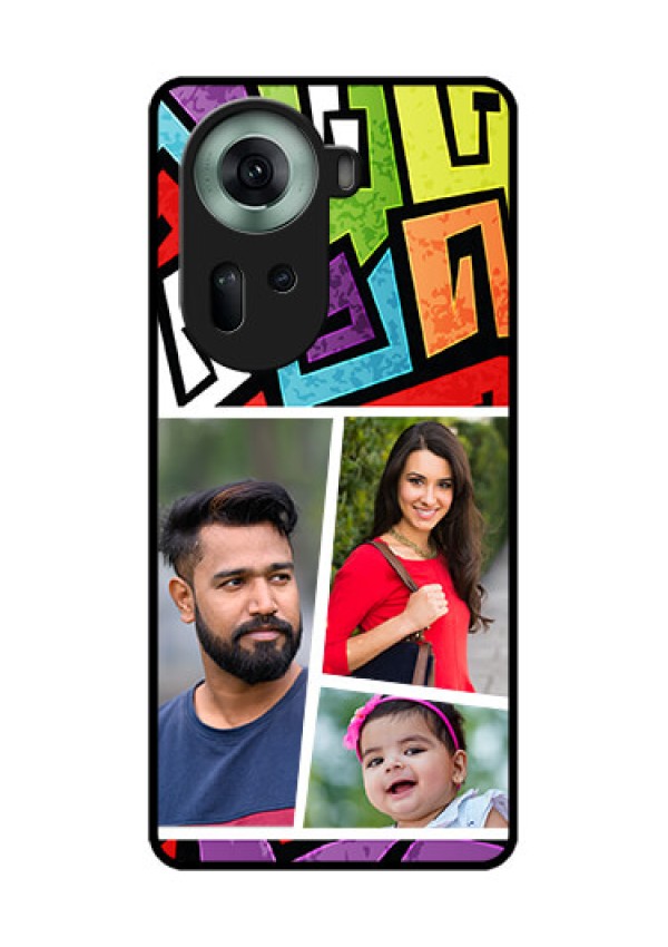 Oppo Reno 11 5G Custom Glass Phone Case - Graffiti Pattern Design