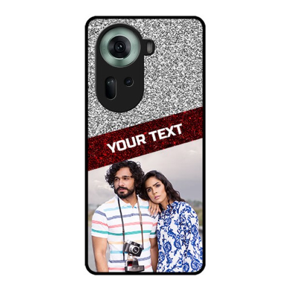 Oppo Reno 11 5G Custom Glass Phone Case - Image Holder With Glitter Strip Design Oppo Reno 11 5G Custom Glass Phone Case - Image Holder With Glitter Strip Design