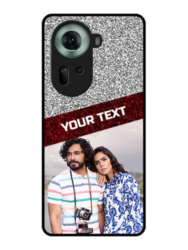 Custom Oppo Reno 11 5G Custom Glass Phone Case - Image Holder With Glitter Strip Design