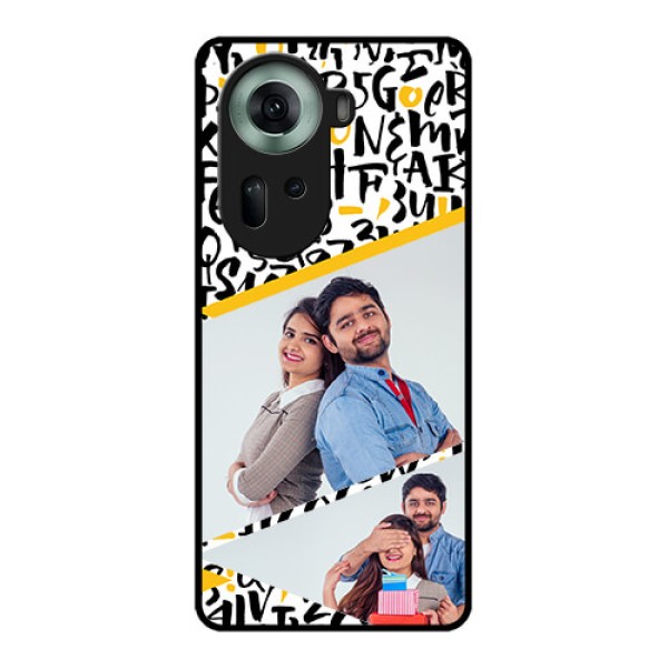 Oppo Reno 11 5G Custom Glass Phone Case - Letters Pattern Design