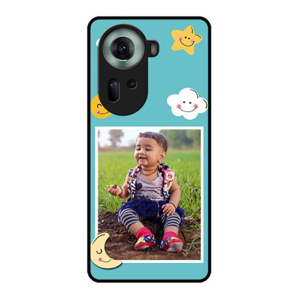 Oppo Reno 11 5G Custom Glass Phone Case - Smiley Kids Stars Design