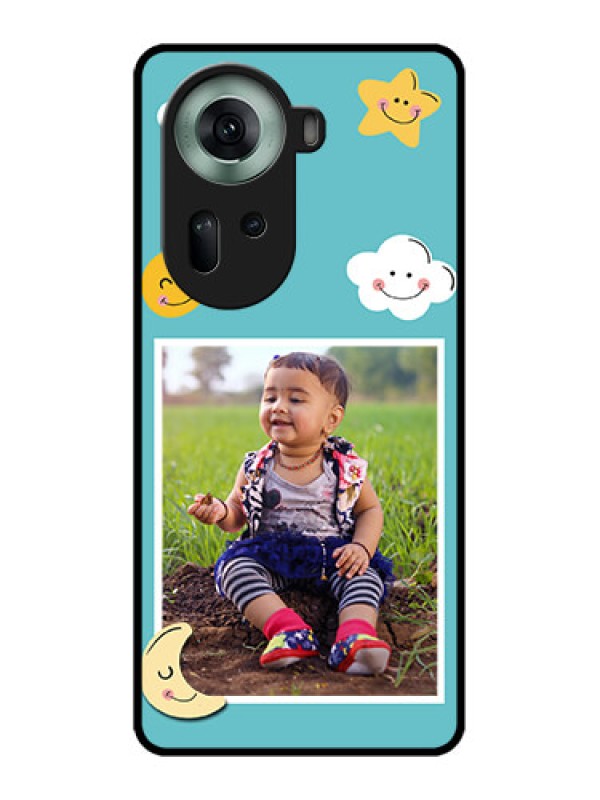 Custom Oppo Reno 11 5G Custom Glass Phone Case - Smiley Kids Stars Design