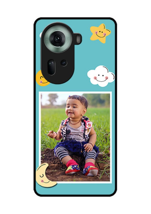Oppo Reno 11 5G Custom Glass Phone Case - Smiley Kids Stars Design