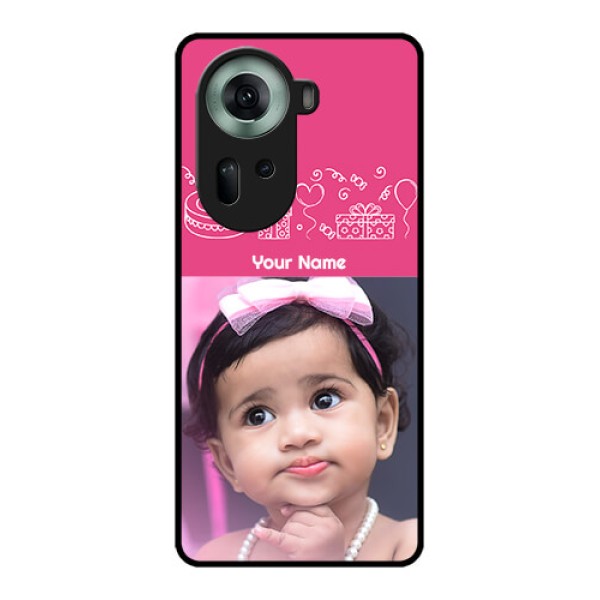 Oppo Reno 11 5G Custom Glass Phone Case - With Birthday Line Art Design Oppo Reno 11 5G Custom Glass Phone Case - With Birthday Line Art Design