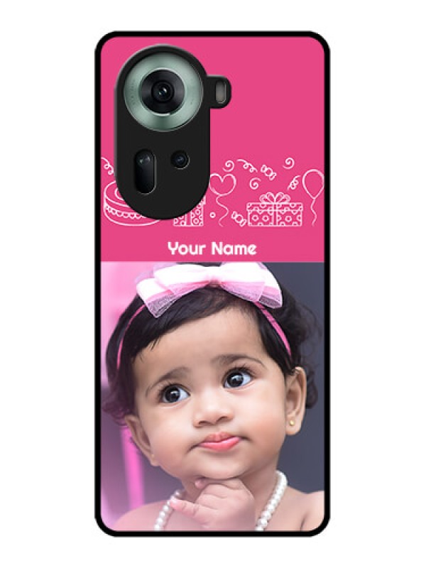 Custom Oppo Reno 11 5G Custom Glass Phone Case - With Birthday Line Art Design