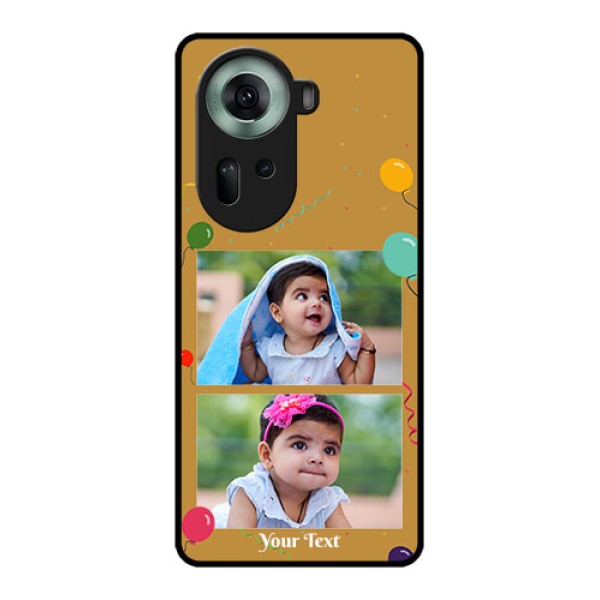 Oppo Reno 11 5G Custom Glass Phone Case - Image Holder With Birthday Celebrations Design Oppo Reno 11 5G Custom Glass Phone Case - Image Holder With Birthday Celebrations Design