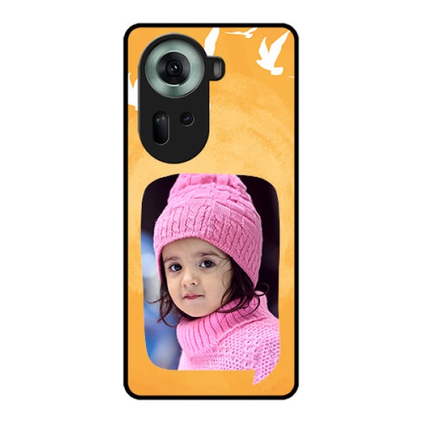 Oppo Reno 11 5G Custom Glass Phone Case - Water Color Design With Bird Icons Oppo Reno 11 5G Custom Glass Phone Case - Water Color Design With Bird Icons