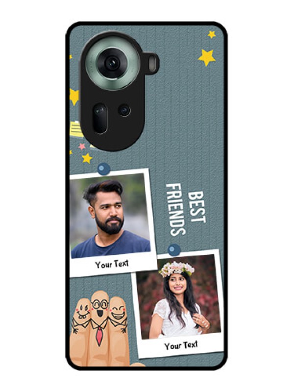 Custom Oppo Reno 11 5G Custom Glass Phone Case - Sticky Frames And Friendship Design