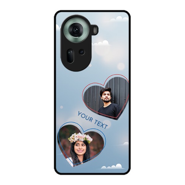 Oppo Reno 11 5G Custom Glass Phone Case - Blue Color Couple Design
