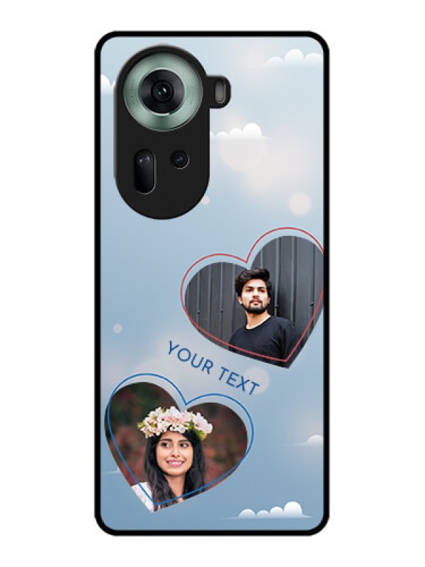 Custom Oppo Reno 11 5G Custom Glass Phone Case - Blue Color Couple Design