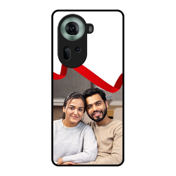 Oppo Reno 11 5G Custom Glass Phone Case - Red Ribbon Frame Design