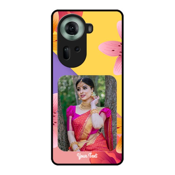 Oppo Reno 11 5G Custom Glass Phone Case - 3 Image With Vintage Floral Design Oppo Reno 11 5G Custom Glass Phone Case - 3 Image With Vintage Floral Design