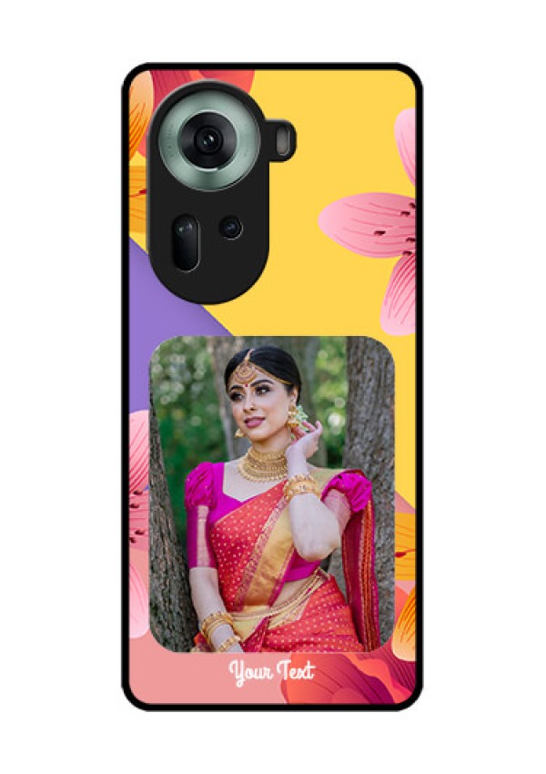 Oppo Reno 11 5G Custom Glass Phone Case - 3 Image With Vintage Floral Design