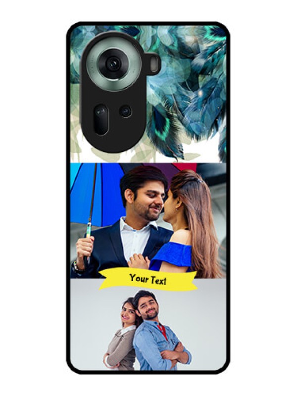 Custom Oppo Reno 11 5G Custom Glass Phone Case - Image With Boho Peacock Feather Design