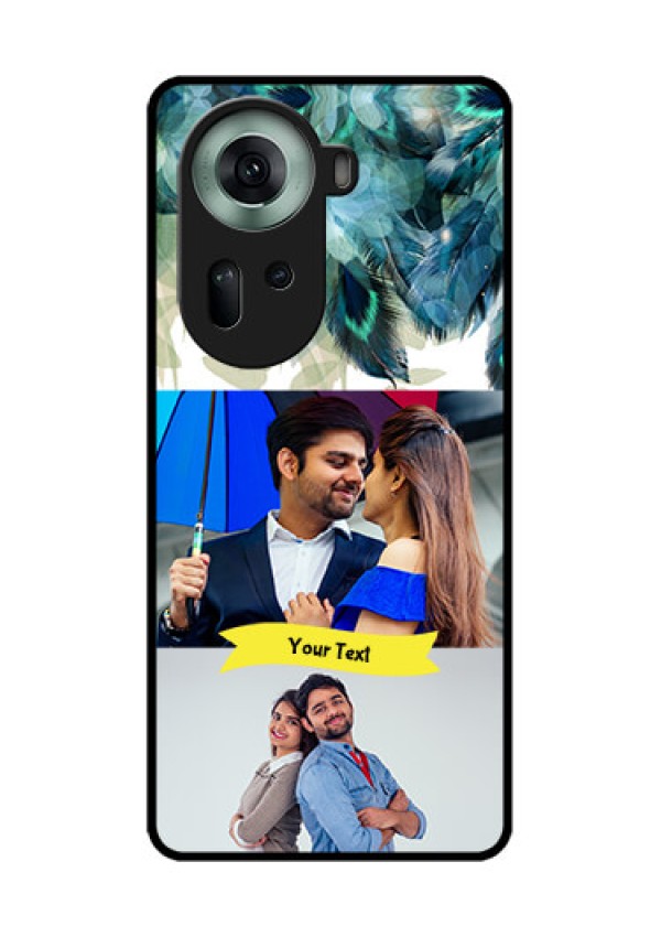 Oppo Reno 11 5G Custom Glass Phone Case - Image With Boho Peacock Feather Design