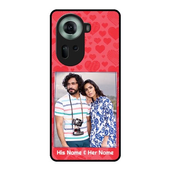 Oppo Reno 11 5G Custom Glass Phone Case - With Red Heart Symbols Design Oppo Reno 11 5G Custom Glass Phone Case - With Red Heart Symbols Design