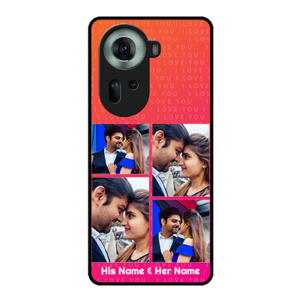 Oppo Reno 11 5G Custom Glass Phone Case - I Love You Pink Design