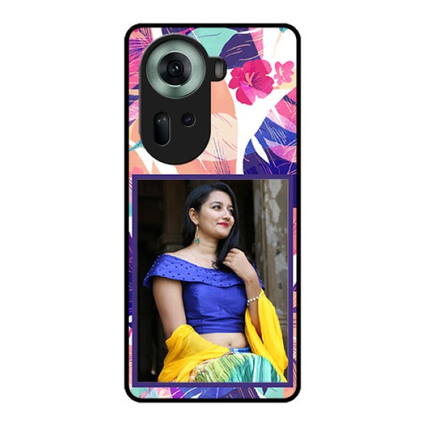 Oppo Reno 11 5G Custom Glass Phone Case - Abstract Floral Design