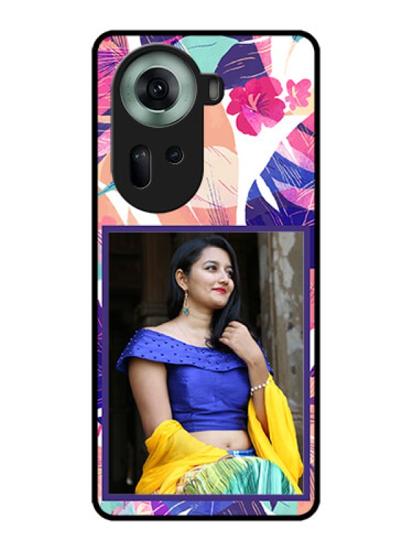Custom Oppo Reno 11 5G Custom Glass Phone Case - Abstract Floral Design
