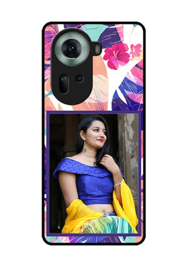 Oppo Reno 11 5G Custom Glass Phone Case - Abstract Floral Design