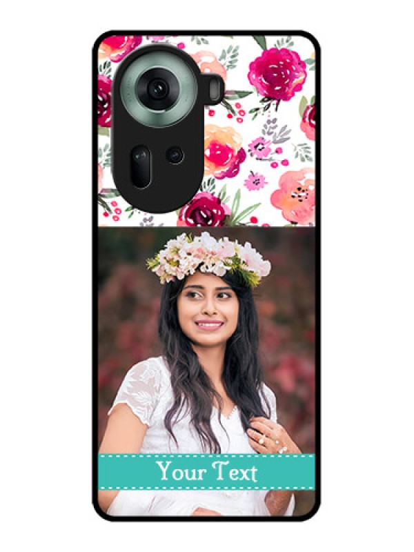 Custom Oppo Reno 11 5G Custom Glass Phone Case - Water Colors Floral Design