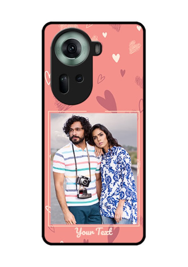 Oppo Reno 11 5G Custom Glass Phone Case - Love Doodle Art Design