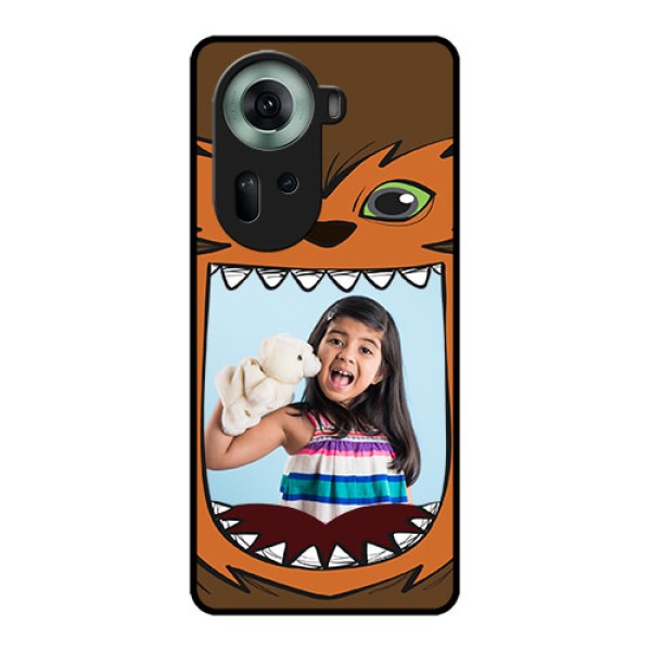 Oppo Reno 11 5G Custom Glass Phone Case - Owl Monster Back Case Design Oppo Reno 11 5G Custom Glass Phone Case - Owl Monster Back Case Design