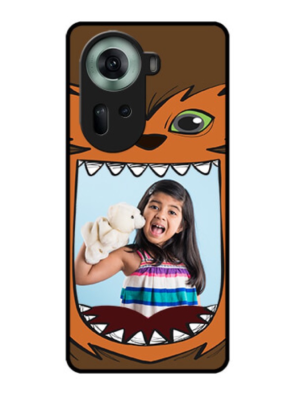 Custom Oppo Reno 11 5G Custom Glass Phone Case - Owl Monster Back Case Design