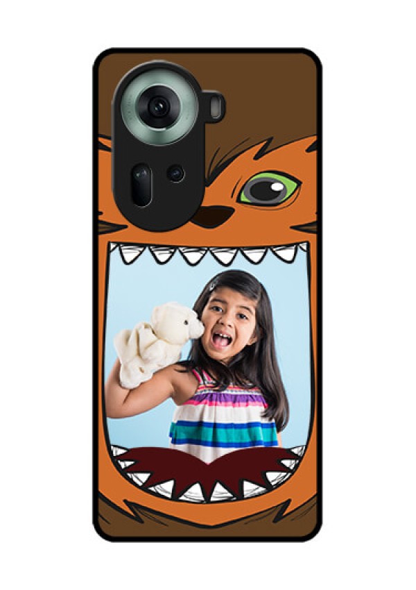 Oppo Reno 11 5G Custom Glass Phone Case - Owl Monster Back Case Design