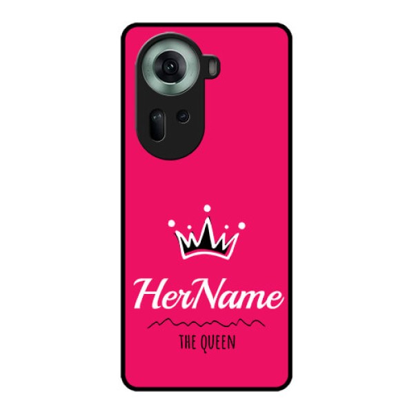 Oppo Reno 11 5G Custom Glass Phone Case - Queen With Name Design Oppo Reno 11 5G Custom Glass Phone Case - Queen With Name Design