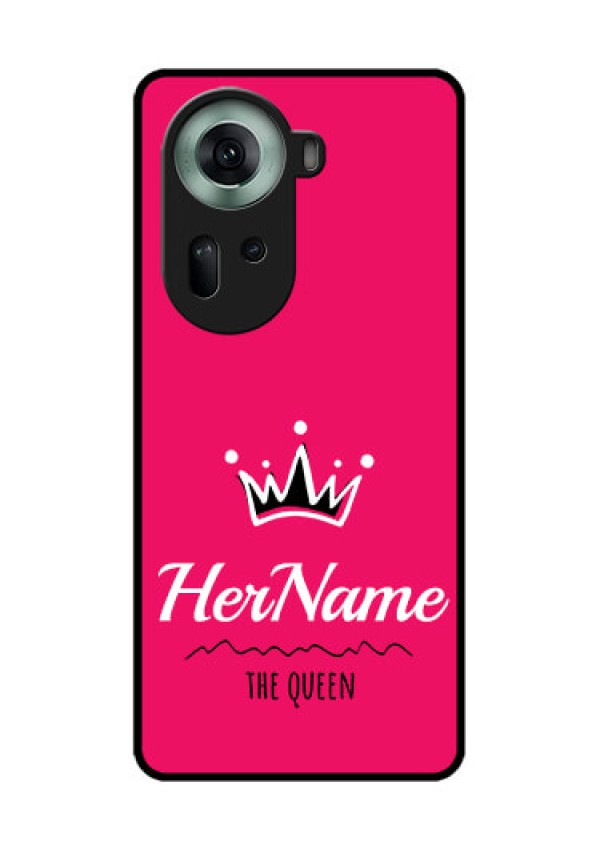 Oppo Reno 11 5G Custom Glass Phone Case - Queen With Name Design