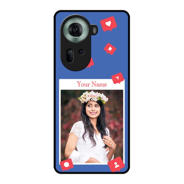 Oppo Reno 11 5G Custom Glass Phone Case - Like Share And Comment Design