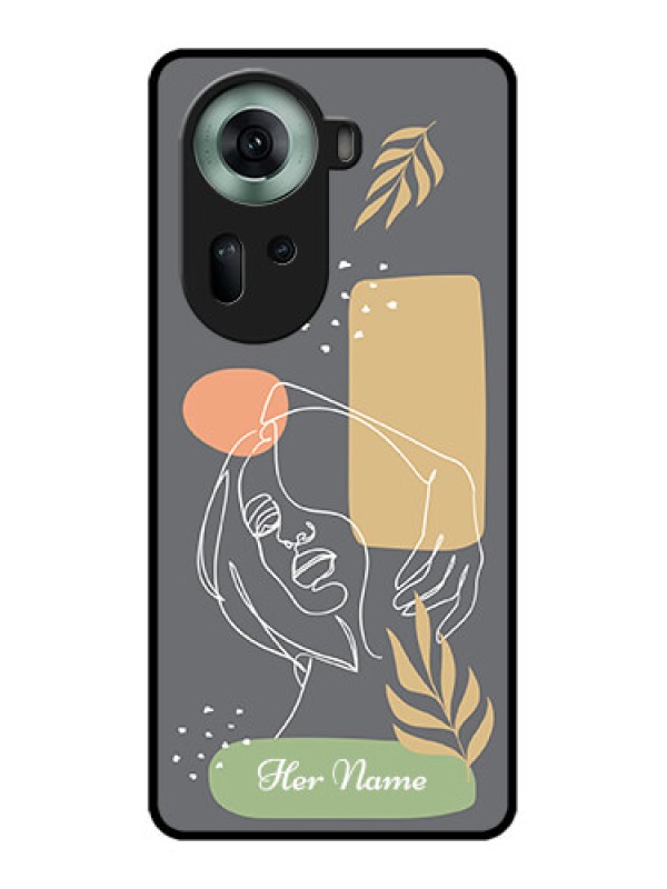 Custom Oppo Reno 11 5G Custom Glass Phone Case - Gazing Woman Line Art Design