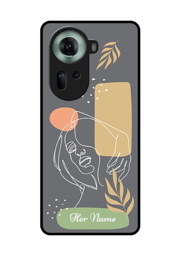 Oppo Reno 11 5G Custom Glass Phone Case - Gazing Woman Line Art Design