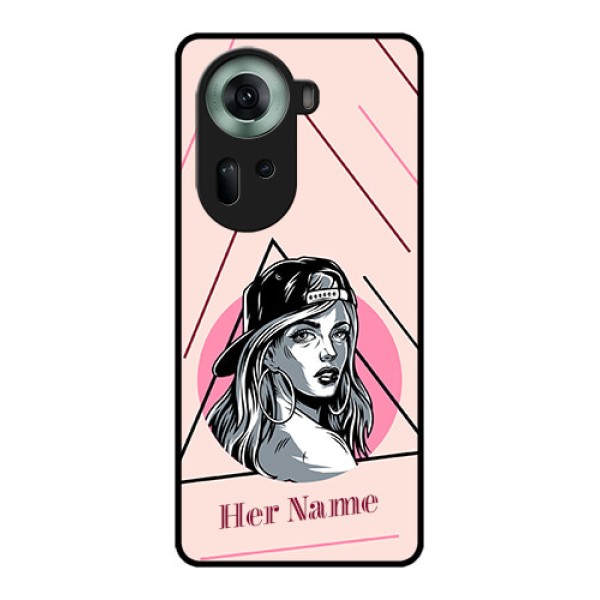 Oppo Reno 11 5G Custom Glass Phone Case - Rockstar Girl Design