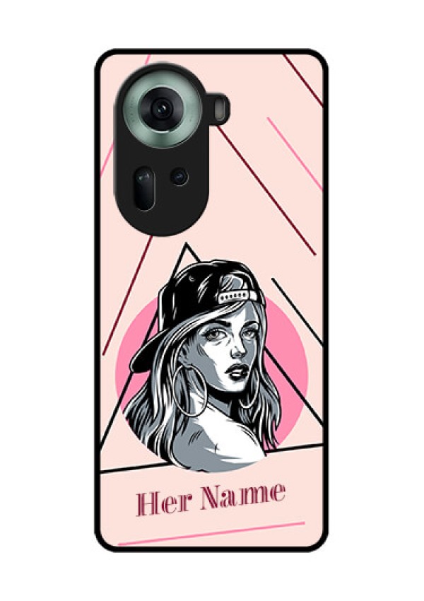 Oppo Reno 11 5G Custom Glass Phone Case - Rockstar Girl Design