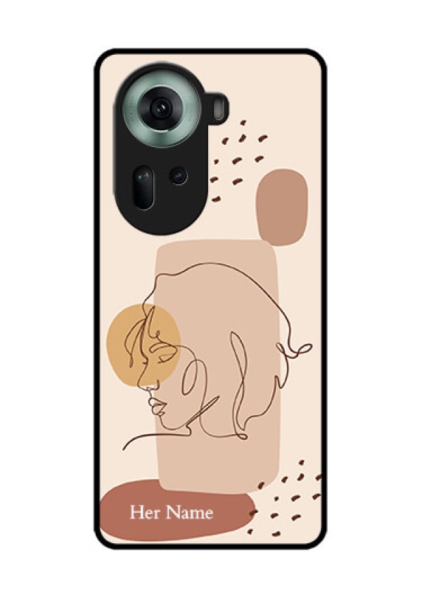 Oppo Reno 11 5G Custom Glass Phone Case - Calm Woman Line Art Design