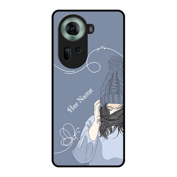 Oppo Reno 11 5G Custom Glass Phone Case - Girl In Winter Outfit Design Oppo Reno 11 5G Custom Glass Phone Case - Girl In Winter Outfit Design