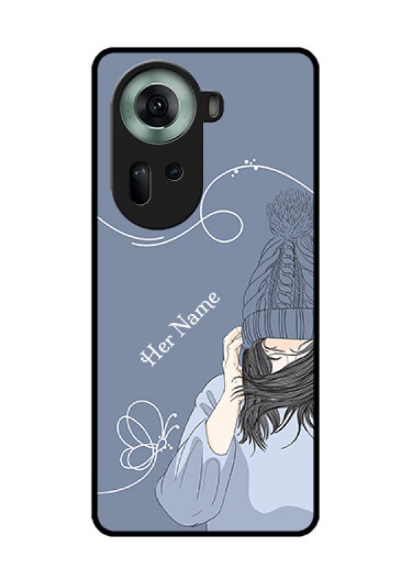 Oppo Reno 11 5G Custom Glass Phone Case - Girl In Winter Outfit Design