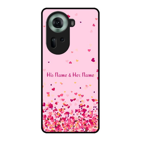 Oppo Reno 11 5G Custom Glass Phone Case - Floating Hearts Design