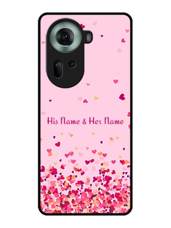 Custom Oppo Reno 11 5G Custom Glass Phone Case - Floating Hearts Design