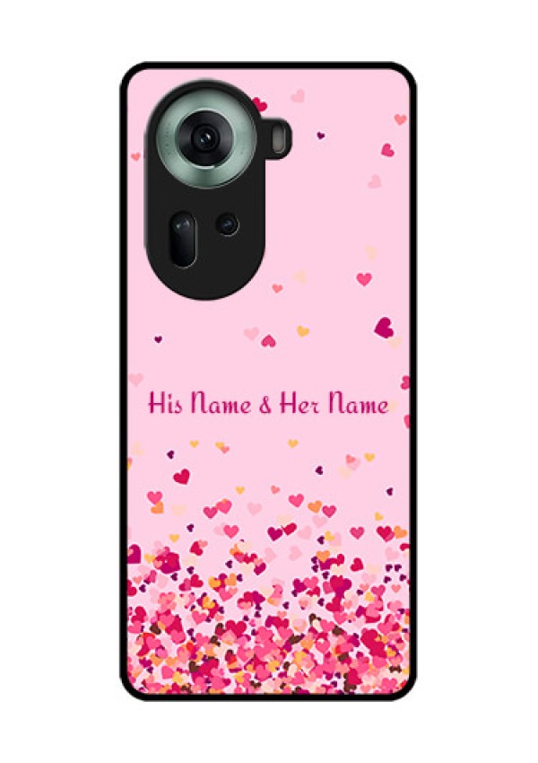 Oppo Reno 11 5G Custom Glass Phone Case - Floating Hearts Design