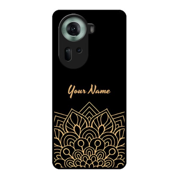 Oppo Reno 11 5G Custom Glass Phone Case - Golden Mandala Design