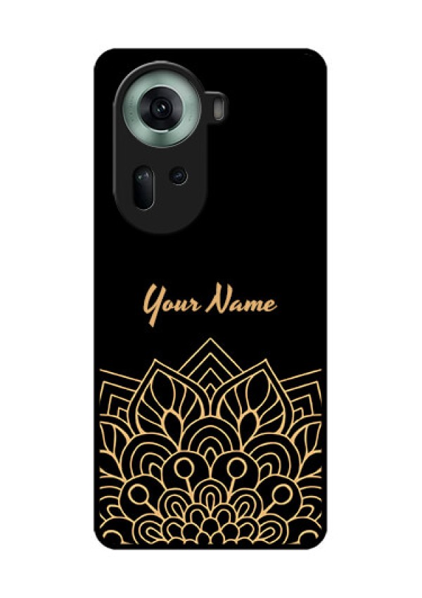 Oppo Reno 11 5G Custom Glass Phone Case - Golden Mandala Design