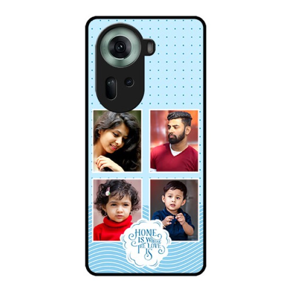 Oppo Reno 11 5G Custom Glass Phone Case - Cute Love Quote With 4 Pic Upload Design Oppo Reno 11 5G Custom Glass Phone Case - Cute Love Quote With 4 Pic Upload Design